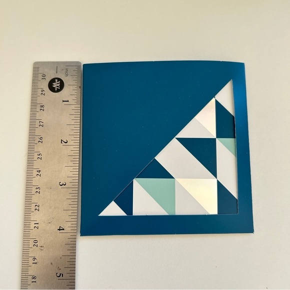 New Set of 10 Geometric Teal and Shiny Silver Art Gift Card Holder To From Cards - Picture 9 of 10